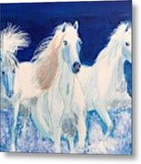 White Horses On Beach Metal Print