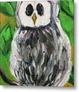 White Owl In Foilage Metal Print