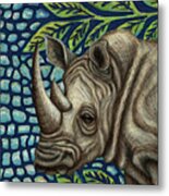 White Rhino In The Jungle Metal Print