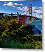 White Ship And San Francisco Golden Gate Bridge Metal Print