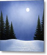 White Spruces In Moonlight Metal Print