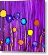 Wildflowers Against Purple Background Metal Print