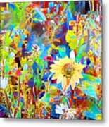 Wildflowers In Rural Countryside In Contemporary Vibrant Happy Color Motif 20200429 Metal Print