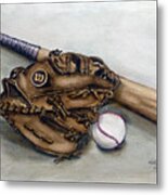 Wilson Baseball Glove And Bat Metal Print