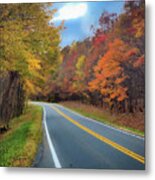 Winding West Virginia Road In Fall Metal Print