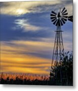 Windmill At Sunset Metal Print