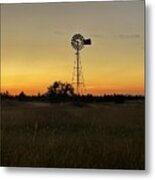Windmill Golden Hour Silhouette Metal Print