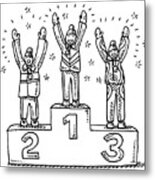 Winners Podium Winter Sport Drawing Metal Print