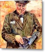 Winston Churchill With A Tommy Gun Metal Print