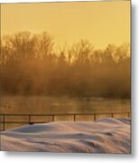 Winter Fog Over Trexler Park Pond Metal Print