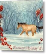 Winter Holiday Horse Through The Snow Metal Print