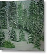 Winter In The Pines Painting # 59 Metal Print