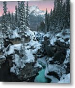 Winter Twilight At Athabasca Falls Metal Print