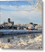 Winter View Of Durham Cathedral And Castle Metal Print