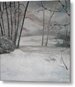 Winter's Dawning Oil Painting Metal Print