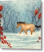 Winter's Eve Buckskin Horse Metal Print