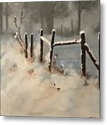 Winter's Meadow - Original Oil Painting Metal Print