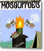 Wisconsin Mosquitoes Cartoon Camping By Tiki Torch Metal Print