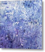 Wisteria Flowers Abstract Palette Knife In Purple Blue White Textured Metal Print