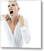 Woman Screaming And Pulling Her Shirt Metal Print