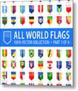 World Flags - Vector Vertical Bookmark Glossy Icons - Part 1 Of 4 Metal Print