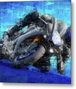 Yamaha R1 Motorcycle By Vart Metal Print