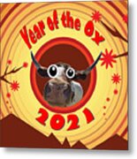 Year Of The Ox With Googly Eyes Metal Print