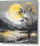 Yellow And Gray Moonscapes Metal Print