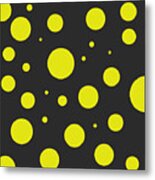 Yellow Polka Dot Pattern On Black Metal Print