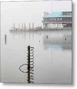 Yonkers Pier In Thick Fog Metal Print
