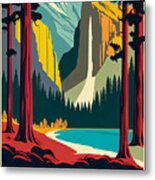Yosemite National Park, Vintage Travel Poster Metal Print
