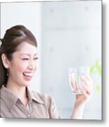 Young Woman Drinking Water (image Of Drinking Water) Metal Print