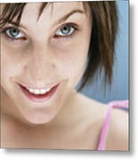 Young Woman Smiling, Close-up, Portrait Metal Print