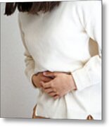 Young Woman Suffer From Stomachache Metal Print