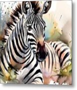 Zebra. Wild Animals Watercolor Illustration Metal Print