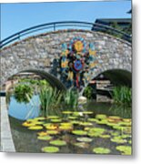 Zodiac Inspired Clock On A Stone Bridge In Carroll Creek Park In Frederick Maryland Metal Print