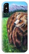 Grizzly Bear In Field Of Flowers Painting IPhone Case