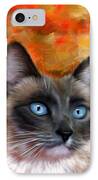 Fire And Ice - Siamese Cat Painting IPhone Case by Michelle Wrighton