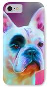 Vibrant French Bull Dog Portrait IPhone Case by Michelle Wrighton