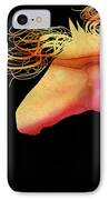  Colorful Abstract Wild Horse Orange Yellow And Pink Silhouette IPhone Case by Michelle Wrighton