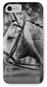 Grey Show Horse In Black And White IPhone Case by Michelle Wrighton