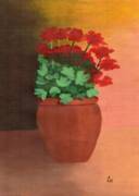 A Pot of Geraniums Painting by Bav Patel | Fine Art America