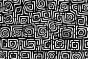 Seamless Egyptian Motif Or Greek Key Pattern Of Wonky Hand Drawn Black Ink Spiral Square Lines On Transparent Background Simple Abstract Blender Texture In A Bold Whimsical Doodle Line Art Style Poster