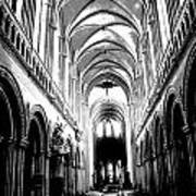Bayeaux Cathedral Interior Bw Poster