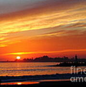 Sunset At Santa Cruz Harbor 1 Poster