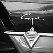 1954 Lincoln Capri Emblem -1177bw Poster