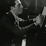 A Portrait Of George Gershwin At A Piano Poster