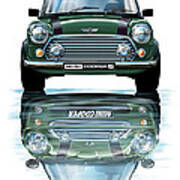 Austin Mini Cooper With New Bmw Mini Cooper Reflected #2 Poster