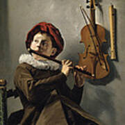 Boy Playing The Flute Poster