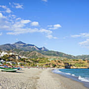 Burriana Beach In Nerja #1 Poster